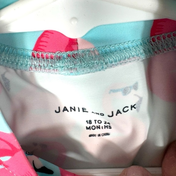 Janie & Jack Long Sleeve Rash Guard, Floaty Flamingo Print, Size 18-24 Months - Picture 5 of 11